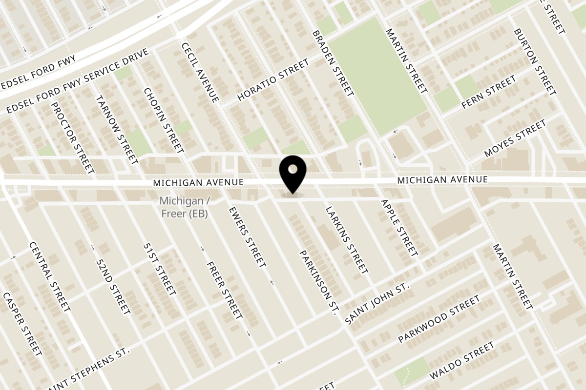 Map showing the location of Taqueria Mi Pueblo Jordan's Family Restaurant on 7031 Michigan Ave in Detroit