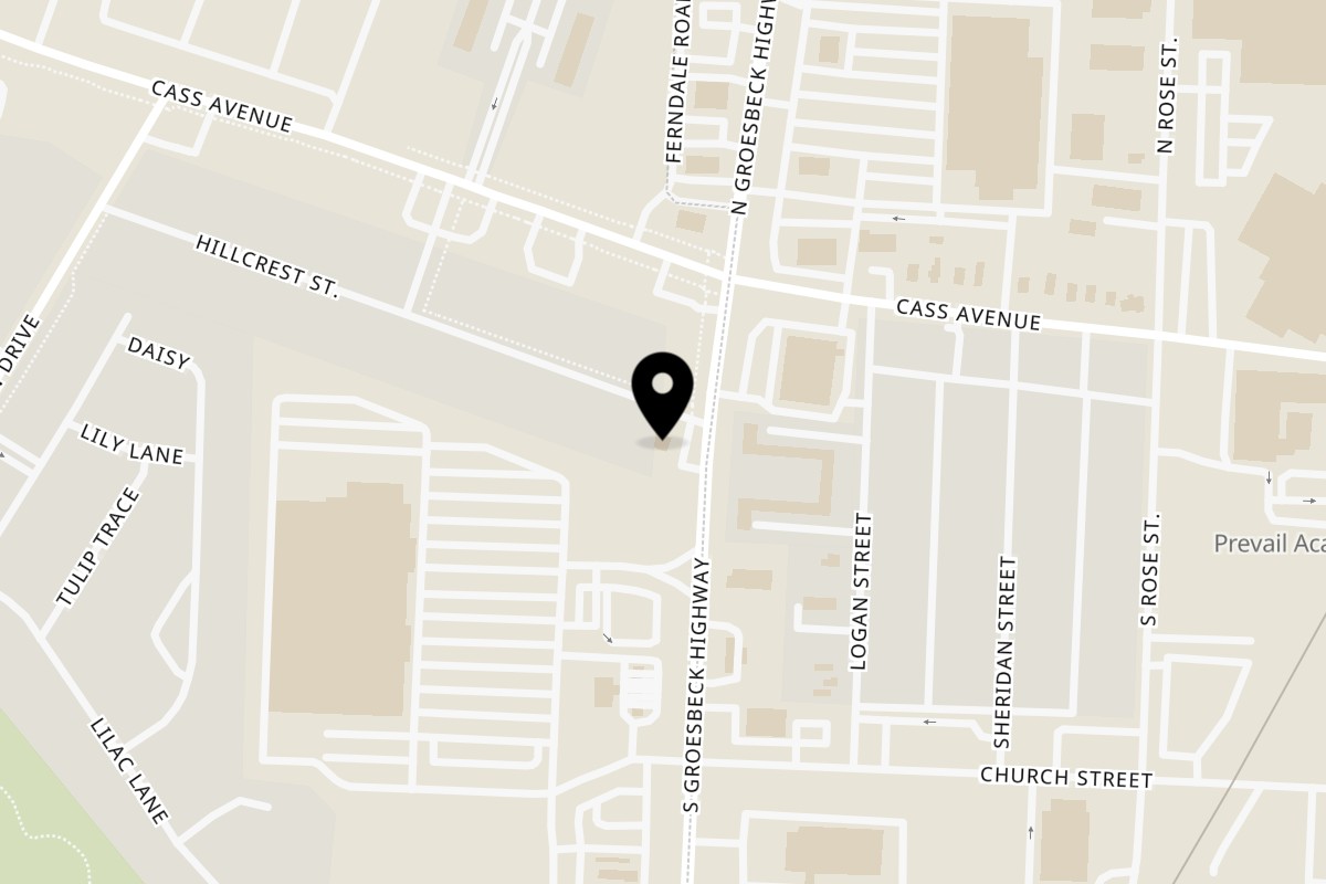 Map showing the location of Taqueria Mi Pueblo Clinton Twp -- Mi Pueblo Express on 26 S Groesbeck Hwy in Clinton Twp